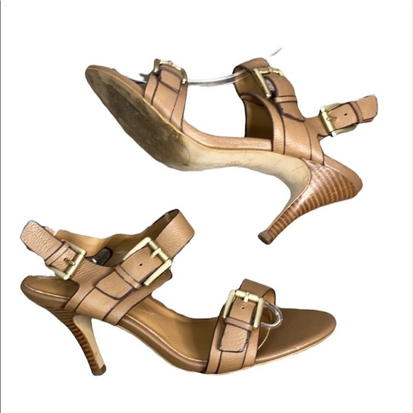 Isola Shoes - Isola Brown Leather Strappy Sandal Heel Adjustable Heel Strap Size 9.5